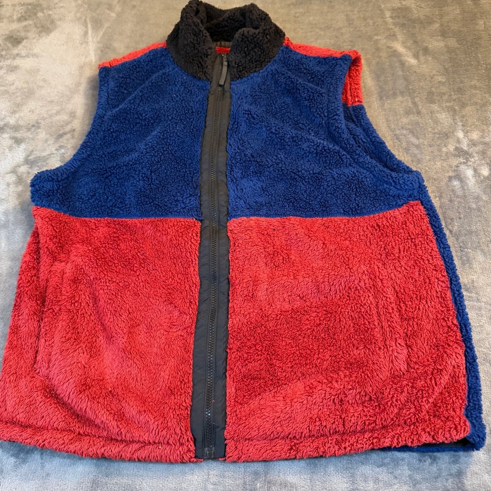 Original Use Colorblock Fleece Vest Full Zip Red Blue Comfort Mens Large
